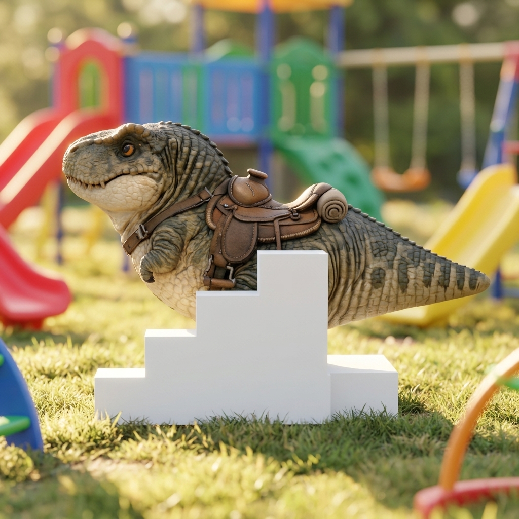 Chibi T-Rex side view showing step platform